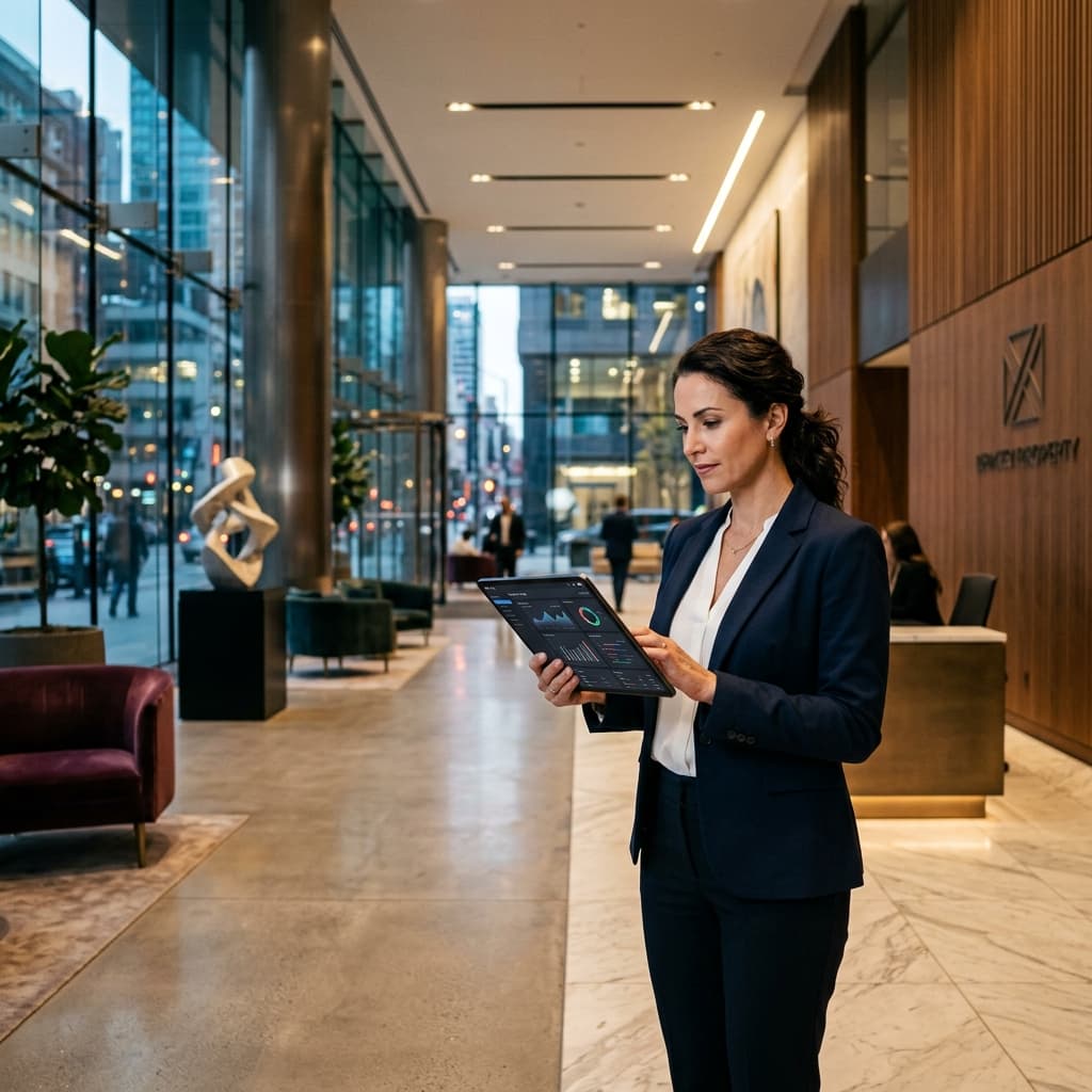Manager reviewing an analytics dashboard on a tablet